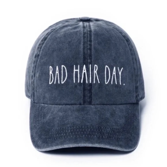 Navy Rae Dunn Licensed Bad Hair Day Embroidered Baseball Womens Casual Cap Hat - Picture 1 of 2